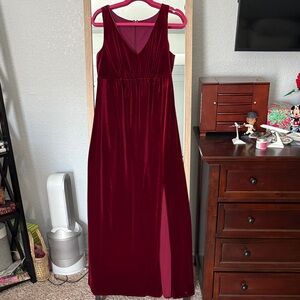 Maternity Lux Velvet Dessy Collection Rich Burgundy Gown